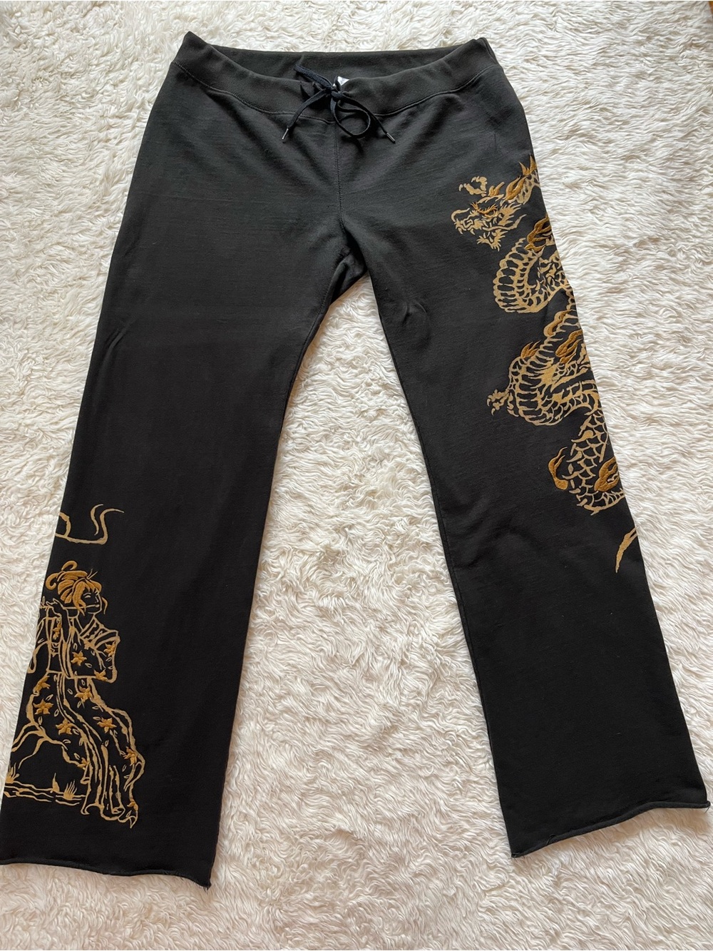 VTg Lucky Dragon Pants Size Large Unisex Women’s Men’s Dark Brown? Geisha
